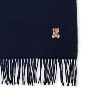 Brand New Moschino Wool Bear Scarf - Navy